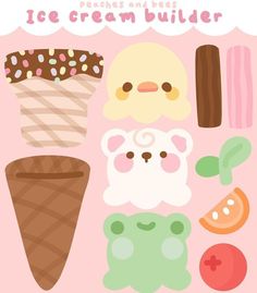 an ice cream poster with different types of ice creams and toppings on it