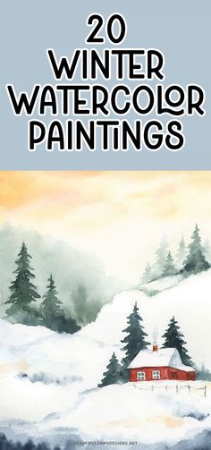 the cover of 20 winter watercolor paintings