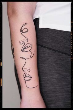 Face Line Tattoo Inspiration Tato Minimal, 16 Tattoo, Hamsa Tattoo, Single Line Tattoo, Silhouette Tattoos, Inspiration Tattoos, Initial Tattoo, Temporary Tattoo Designs, Tattoo Feminina