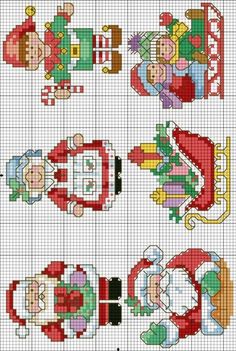 cross stitch pattern with santa and other decorations