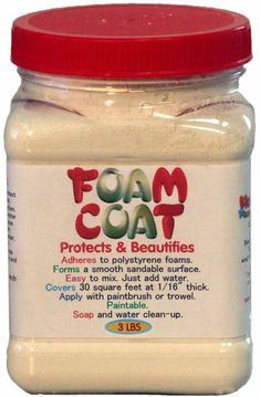 a jar of foam coat sits on a white surface