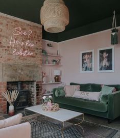 a living room filled with furniture and a fire place