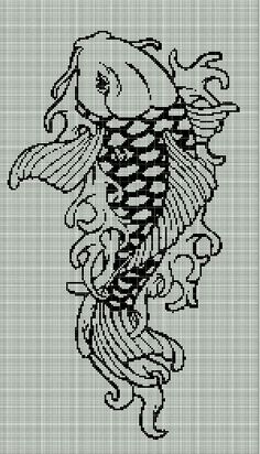 a black and white drawing of a fish with waves in it's back end