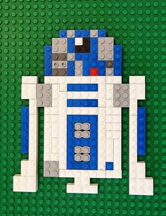 a lego star wars character made out of blue and white bricks