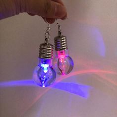 Lit Ideaz Light Up Earrings Sun Moon Earrings, Weird Earrings, Pendulum Earrings, Weird Jewelry, Bulb Light, Funky Earrings, Funky Jewelry, Circle Studs, Gold Filled Earrings