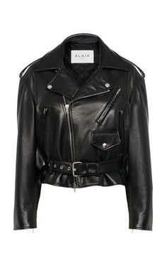 Saint Laurent Leather Jacket, Fitted Biker Jacket, Cropped Biker Jacket, Womens Fashion Edgy, Jacket Design, Leather Jackets Women, Classic Leather, Biker Jacket