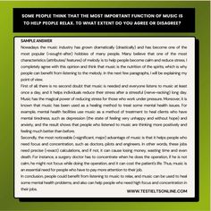 some people think that the most important function of music is to help people relax, what extent do you agree or diaper?