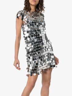 Shop Paco Rabanne sequin chain-disc mini dress with Express Delivery - FARFETCH Nye Dresses, Taylor Swift Eras Tour Outfits, Kpop Idol Style, The Eras Tour Outfit, Nyc Closet, Roc Nation, Eras Tour Outfit Ideas, Chainmail Dress, Rock Girl