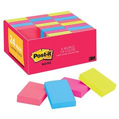 post - it notes 3x3 assorted colors, pack of 24 sheets per box