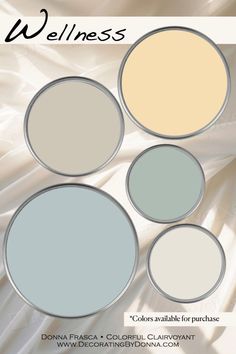 four different shades of white and beige with the words, wellness colors available for purchase