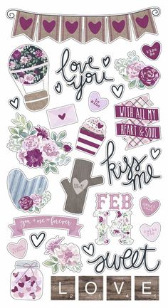 a bunch of stickers that say love