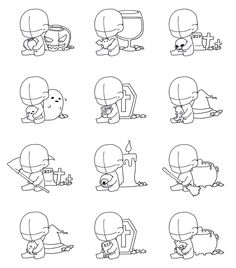 cartoon character poses and expressions for children to learn how to draw the characters in their own hands