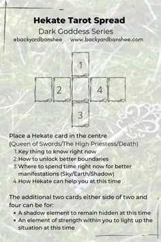 the instructions for how to make a hekate tarot spread