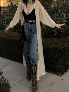 Duster Outfit, Long White Cardigan, Long Duster, Body Suit Outfits, Cute Fall Outfits, Style Mistakes, Grunge Fashion, Creative Fashion