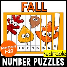 the numbers 1 - 20 puzzles are made up of four different animals