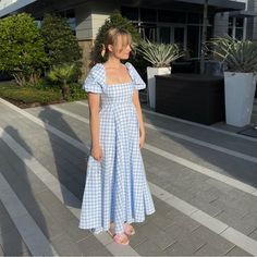 So Cute!! Basically New. Only Worn Once. Sadly Don’t Have Enough Occasions To Wear It :( Blue Gingham Dress Outfit, Gingham Dress Outfit, Blue Gingham Dress, Silly Clothes, House Dresses, Hill House, House On A Hill, House Dress, Blue Gingham