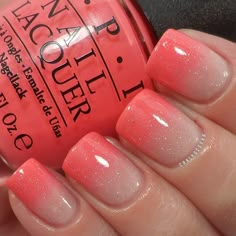 Instagram media by carlysisoka - OPI- Suzi's Hungary Again & You Callin' Me a Lyre topped with Chinaglaze- Fairy Dust Coral Ombre Nails, Nail Designs 2014, Do It Yourself Nails, Nail Design Glitter, Nagellack Trends, Pink Gel Nails, Best Nail Art Designs