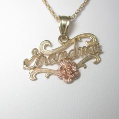 Grandmas Kindness, Dedication, Humility, & Love Continues To Shape Your Life 14k Solid Gold #1 Grandma Pendant Necklace Measures Approx 23.8mm X 22mm 3.4 Grams 24 Inch Chain Textured & Rose Gold Finish The Best Moments Are Grandma Moments Save10 Coupon At Goldngals.Com Grandmother Necklace, Best Moments, Jewelry Gold, Name Plate, Christmas List, Cute Jewelry, Gold Finish, Womens Jewelry Necklace, Solid Gold