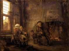 a painting of two people sitting in a room with the words le soltiaire