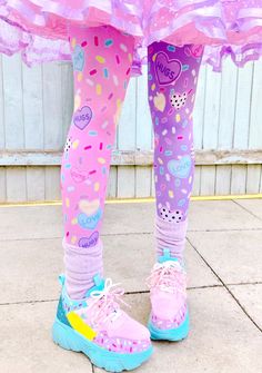 Sweethearts Leggings/tights Fairy Kei, Lolita, Yume Kawaii, Heart Candies, Sprinkles, Pastel, Sweet Cute, Pink Purple Lg11/tg11 - Etsy Pastel Punk Outfits, Decora Fashion Outfits, Yume Kawaii Fashion, Cute Pastel Outfits, Heart Candies, Pastel Kidcore, Fairy Kei Fashion, Kawaii Heart, Sparkle Outfit