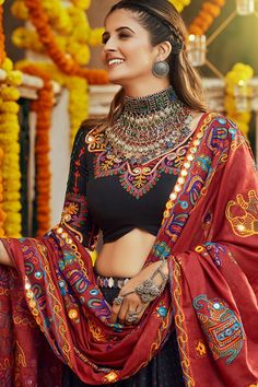 Navratri Special Creative Cotton Fabric Digital Printed Lehenga In Black Color Navratri Chaniya Choli Latest 2024, Navratri Chaniya Choli Latest, Digital Print Lehenga, Garba Chaniya Choli, Kutchi Embroidery, Dandiya Dress, Garba Outfit, Navratri Lehenga, Chaniya Choli Designs