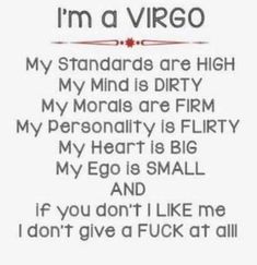 i'm a virgo my standards are high my mind is dirty