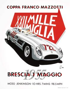 an advertisement for a racing car with the name mille aida on it