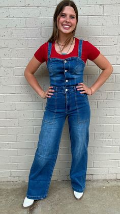 Enjoy a sleek and sophisticated style with our Don't Jump To Conclusions Jumpsuit. Featuring a timeless denim material, body-skimming fit, and classic button-down design, this jumpsuit will rapidly become a fashion favorite for concerts, nights out, and beyond. Trendy, yet tasteful, this jumpsuit ensures you look and feel your luxurious best. 72% Cotton 24% Polyester Small 2/4 Medium 6/8 Large 10/12 Trendy Medium Wash Bib Front Jumpsuits And Rompers, Full-length Medium Wash Overalls For Spring, Medium Wash Full Length Overalls For Spring, Casual Full-length Denim Jumpsuit For Summer, Summer Casual Full-length Denim Jumpsuit, Full Length Medium Wash Overalls For Spring, Trendy Bib Front Denim Jumpsuit For Fall, Trendy Fall Denim Jumpsuit With Bib Front, Fitted Overalls With Pockets For Fall