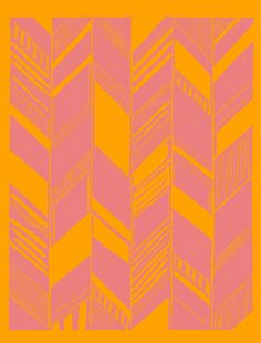 an orange and pink background with chevron lines