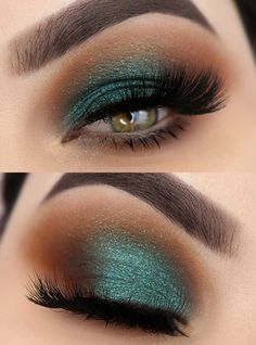 Matte Make Up, Eyeliner Glitter, Eye Fashion, Eye Makeup Pictures, Eye Makeup Steps, Green Makeup, Eye Makeup Designs