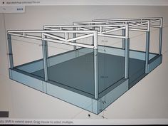 a computer screen with a drawing of a building on it's side and an outline of the structure below