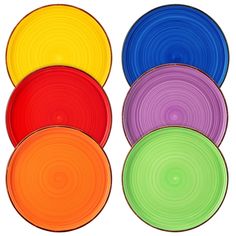 six colorful plates stacked on top of each other