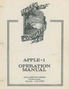 an old apple computer manual with the words apple 1 operation manual written in black and white