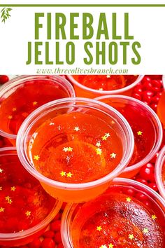 several plastic cups filled with jello shots