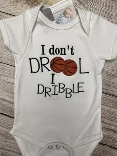 I Don’t Drool I Dribble, Don’t Drool, Baby Gift, Baby Basketball Outfit, Basketball Baby Gift, Basketball Baby Shower, Trendy GiftI do not accept returns on custom or personalized items.  Feel free to message me with any questions and your custom order request.  I will be more than happy to work with you to get item you like.  There may at times be a slight difference between real and perceived colors of an item due to the nature of an item or resolution of a monitor.  Machine wash in cold water Sports Baby Nursery, Basketball Baby Announcement, Basketball Nursery Baby Boy, Basketball Theme Baby Shower Ideas, Basketball Baby Shower Ideas, Basketball Theme Baby Shower, Baby Boy Basketball, Basketball Nursery, Outfit Basketball