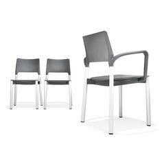 three chairs and one chair are shown in the same color as they appear to be plastic