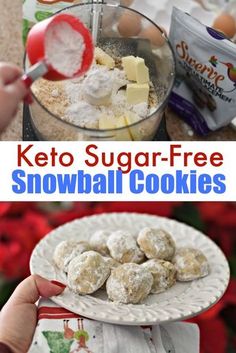 keto sugar - free snowball cookies on a white plate