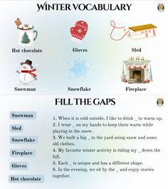 an info sheet describing the different types of winter decorations