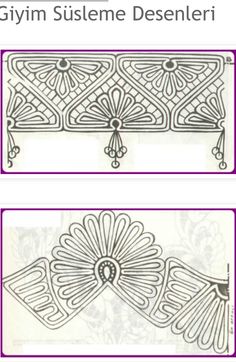 two different designs on the side of a white sheet with purple borders and an ornate design