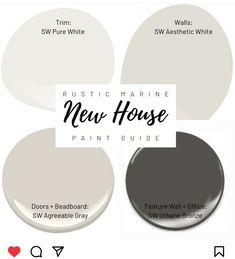 some white paint colors with the words rustic marine new house