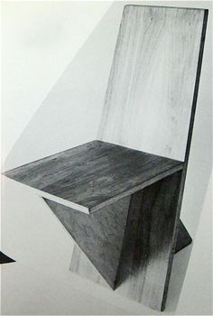 a drawing of a wooden chair in the air