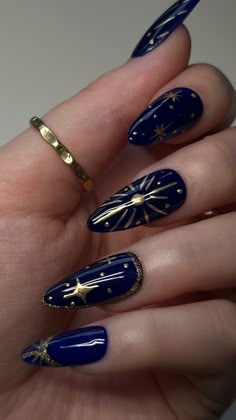 Royal Blue Nails, Navy Blue Nails, Nagellack Trends, Blue Acrylic Nails, Colorful Nails, Her Nails, Ideas Outfit