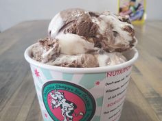 an ice cream sundae is sitting on a table