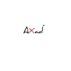 the word axai written in black and red ink on a white background with an x symbol