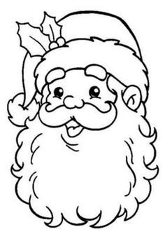 santa claus with holly leaves on his head coloring pages for kids, christmas crafts, and more