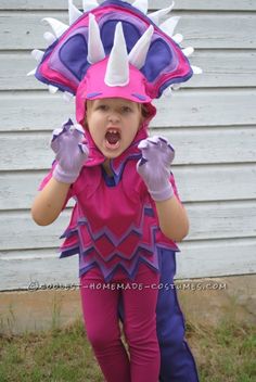 Girl Dinosaur Costume, Triceratops Costume, Purple Dinosaur, Girl Dinosaur Birthday, Dinosaur Train, Girl Dinosaur