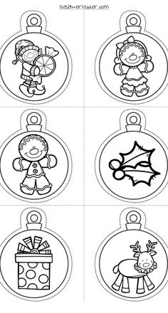 christmas ornament cut outs for kids to color and print on the same sheet