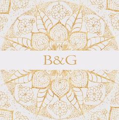 an elegant gold and white wedding card with the word b & g on it's front