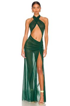 Mesh Wrap Gown in Green Kim Shui, Yovanna Ventura, Green Wrap Dress, Sheer Mesh Dress, Designer Evening Gowns, Green Gown, Fashion Help, Mesh Dress, Price Match