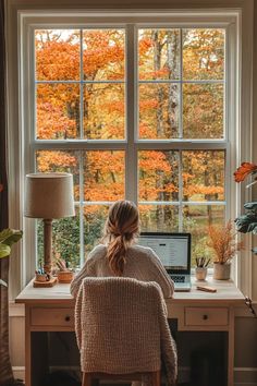 Desk drawer organizer filled with autumn-colored office supplies Office Design Ideas, Cozy Office, Cozy Home Office, Cozy Aesthetic, Cozy Autumn, Fall Home, Humble Abode, Autumn Cozy, Home Designs